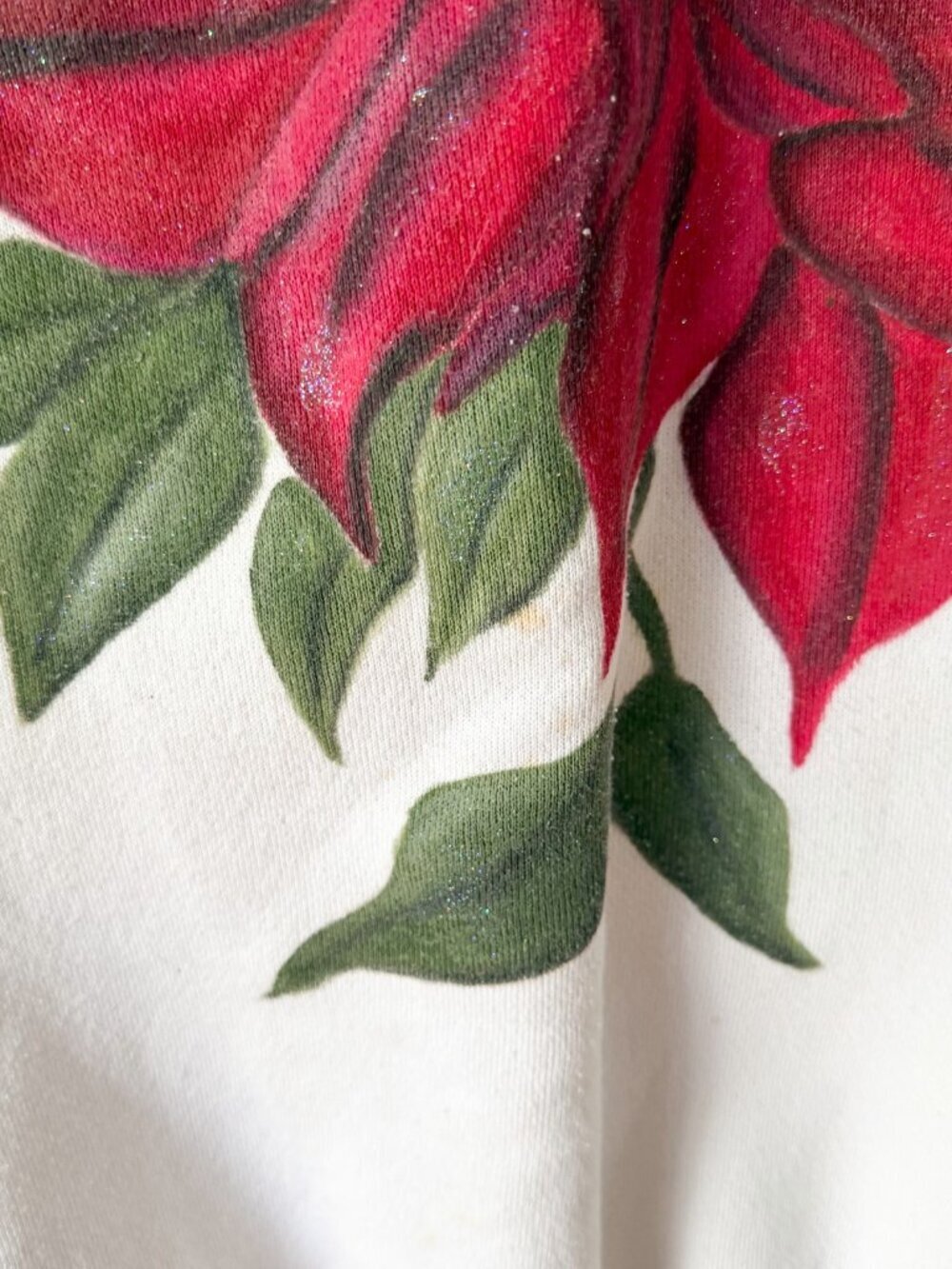 Vintage Pannill USA  Women’s Sweatshirt Large White Poinsettia Graphic Crewneck - Picture 3 of 6